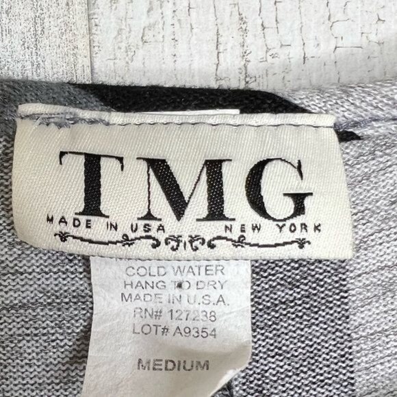 TMG New York Vintage Womren's Striped Top Gray White Size Medium - Picture 5 of 10